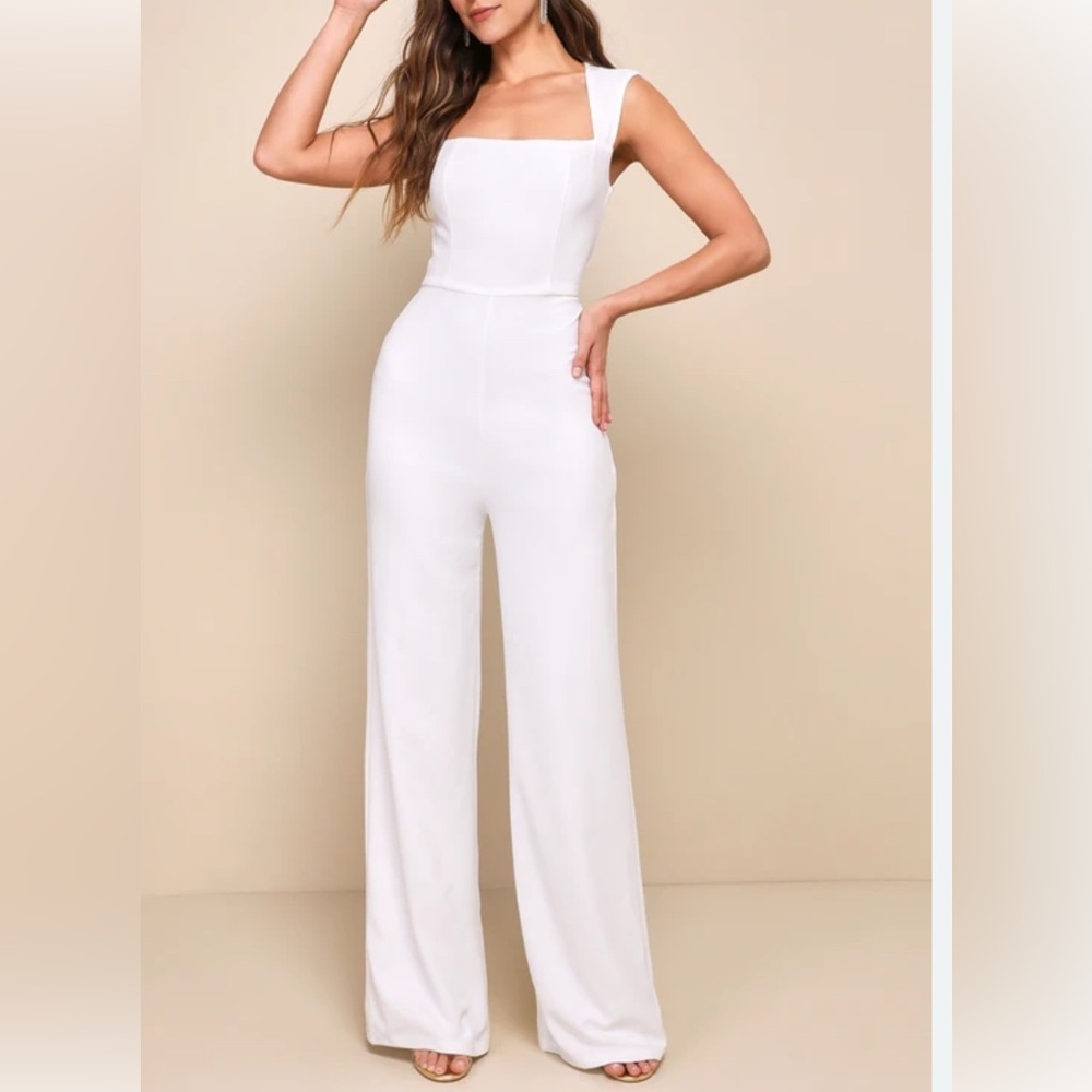 Lulu's Enticing Endeavors White Jumpsuit Size Small